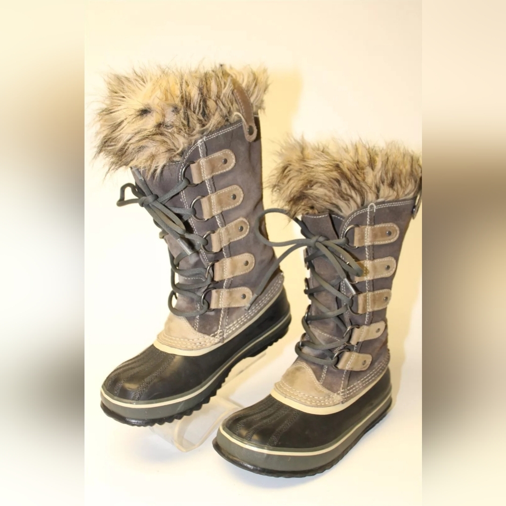 Sorel Joan Of Artic Womens 7 Tall Suede Lace Up Snow Winter Boots NL1540 051